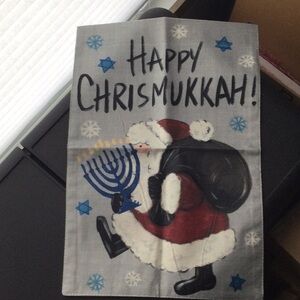 Festive Chrismukkah Santa Decor with Menorah